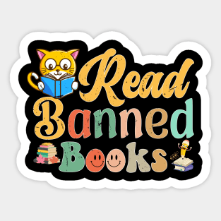 I Read Banned Books Week Librarian Freadom Reader Nerd Men Sticker